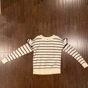 Gap kids navy strip sweater with ruffle sleeves